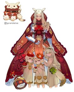 an anime character with many different outfits