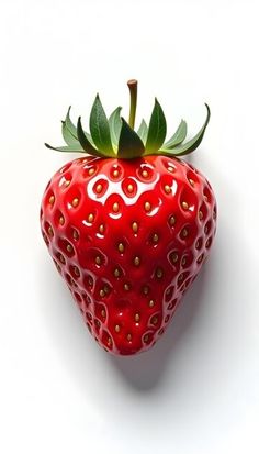 a close up of a strawberry on a white background