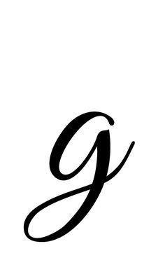the letter g is made up of black ink and has a curved edge to it