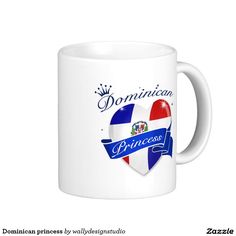 a white coffee mug with the words donnicinoa princess in blue and red