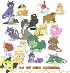 an image of cartoon cats and kittens with caption that says, i'm my hero academy