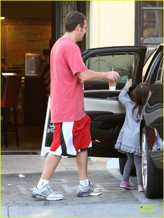 Adam Sandler takes his daughter Sunny to get coffee on October 19, 2012 Adam Sandler Coffee, Adam Sandler Mom Outfit, Adam Sandler Paparazzi Pics, Adam Sandler Younger Pictures, Adam Sandler Paparazzi, Adam Sandler Hoodie And Shorts, Grown Ups Adam Sandler, Adam Sandler Daughters, Adam Sandler Billy Madison