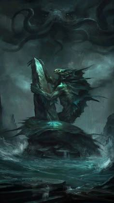 an image of a monster in the water