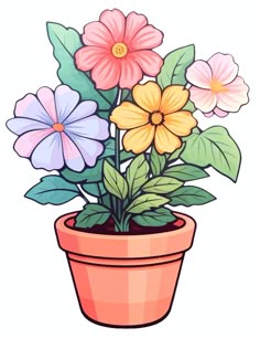 a potted plant with colorful flowers in it
