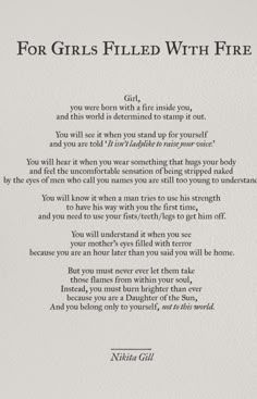 the poem for girls filled with fire