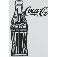 a black and white drawing of a coca cola bottle