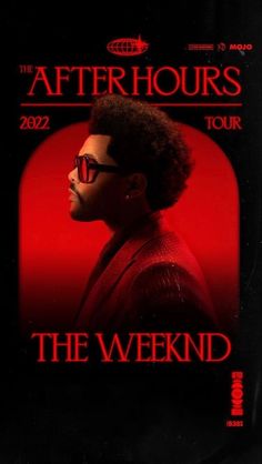 the weeknd amsterdam concert poster with an image of a man wearing sunglasses and a red jacket