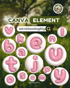 the letters and numbers are made up of pink plastic shapes, with green grass in the background