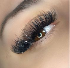 Eyelash Gems, Silver Lash Extensions, Sparkly Lash Extensions, Lash Extensions With Glitter, Glitter Eyelash Extensions, Prom Lashes, Eyelash Extensions Color, Color Lashes Extensions, Lash Extensions With Color