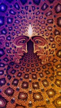 an image of a woman's face surrounded by many different colored circles and dots