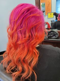Pink and orange hair by Shan H @ Twisted Hair Salon