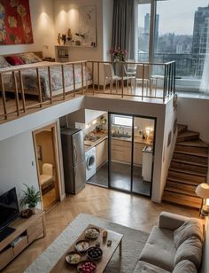 a living room filled with furniture and lots of windows