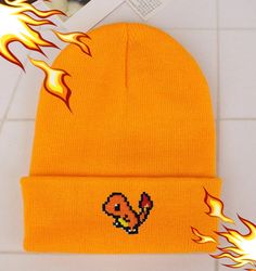 Do you remember your first pokemon? Do You love pixel art? Now you can wear this lovely pixel charmander beanie and have a lot of new adventures. Bulbasaur Beanie, Charmander Beanie, Charmander Hat, Charizard Beanie, Pokémon Beanie, Anime Beanie, Bennies Hats, Pikachu Hat, Puppy Hats