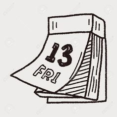 a calendar with the number thirteen on it, drawn in black and white stock photo