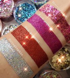 ❤ 20% OFF ALL GLITTERS, are many colors, many mixes, pigments and sets! Shop online, link in bio 🤩👆🏻 ⋆ ⋆ ⋆ ⋆ ⋆ ⋆ #starlightshine… Glitters Eyeshadows, Glitter For Makeup, Chunky Glitter Makeup, Glitter Color Swatches, Glitters Make Up, Chunky Glitter Eyeshadow, Glitter Swatches, Vibrant Glitter Shades, Chunky Glitter