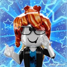 a lego figure wearing glasses and a red hair with stars in the sky behind it