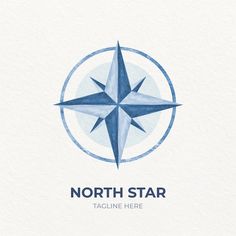 a blue and white compass logo with the words north star in it's center