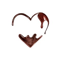 two chocolate drips in the shape of a heart