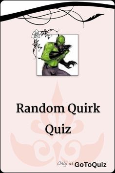 the book random quirk quiz with an image of a green man hugging another person