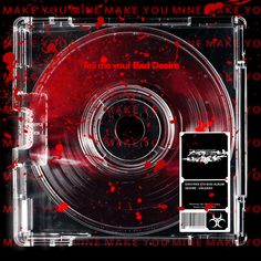 an image of a cd case with blood splattered on the side and red ink