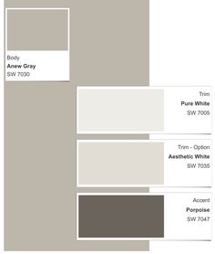 some gray and white paint colors with the same color scheme for each one's walls