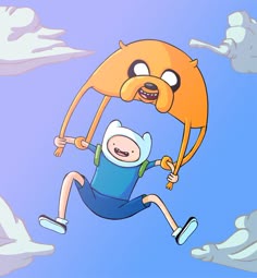 adventure time finn and finn flying through the sky