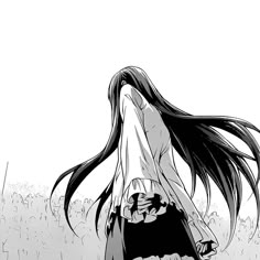 Pfp Long Hair Anime, Long Hair Pfp Anime, Akame Black And White, Headless Girl Manga, Long Black Hair Pfp Anime, Unohana Manga Panel, Unohana Bleach Manga Panel, Black And White Anime Female, Black And White Anime Girlies