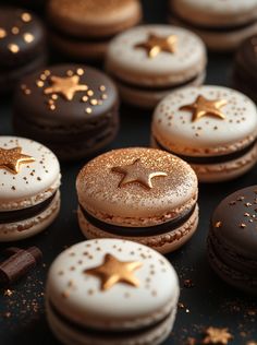 some cookies with gold stars on them