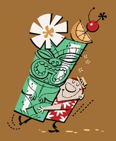 an image of a cartoon character carrying a can of soda and orange juice in it's mouth