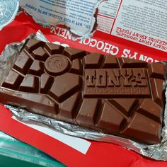 a chocolate bar sitting on top of a wrapper