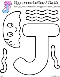 the letter j is for jellyfish coloring page