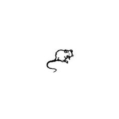 a black and white drawing of a rat on a white background, with the word rat written below it