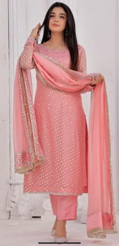 Pink Lawn Suit With Dabka For Party, Pink Dabka Lawn Suit For Party, Designer Pink Lawn Suit With Dabka, Pink Bollywood Lawn Suit For Party, Pink Bollywood Lawn Suit For Designer Wear, Pink Dabka Embellished Lawn Suit For Wedding, Pink Pakistani Suit Party Wear, Formal Pink Lawn Suit For Eid, Pink Formal Lawn Suit For Eid