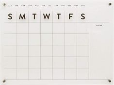a white calendar with the words smtwtfs written on it in black ink