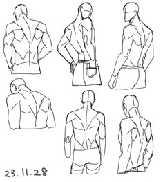 the back and side view of a man's jacket, from front to back