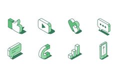 the icons are designed to look like they have been made in green and white colors