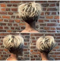 Tipsy Turvy Hair, Stacked Pixie Haircut Back View, Back Views Of Short Haircuts, Short Layered Flipped Up Hairstyles, The Back Of Short Haircuts, Backflip Hairstyle, Short Hair Styles From The Back, Short Haircuts From The Back, Short Haircuts From The Back View