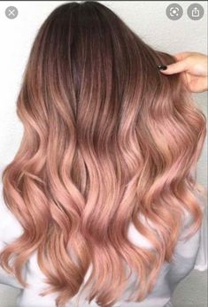 Light Brown And Rose Gold Hair, Brown And Rose Gold Hair Ombre, Rose Gold Hair Ombre Brunette, Brown To Rose Gold Balayage, Brown Hair Pastel Pink Highlights, Rose Gold Hair Brunette Straight, Light Brown Rose Gold Balayage, Brown Hair With Rose Gold Balayage, Pastel Pink Hair Balayage Brown