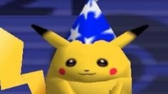 the pikachu is wearing a party hat