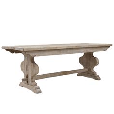 an old wooden table on a white background