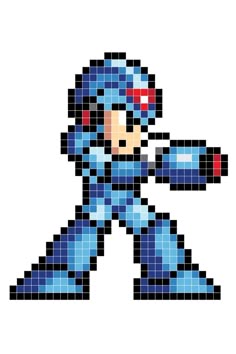 Pixel Art 12 X 12, Mega Man Cross Stitch, Pixel Art Mega Man Character, Megaman Pixel Art On Hook, Pixel Art Of Mega Man, 8 Bit Mega Man, Mega Man Perler Beads Pattern, Megaman Perler Bead Designs, Mega Man Perler Beads