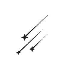 three black stars are flying in the sky