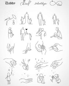 hand drawn doodles depicting people and their family's love for each other