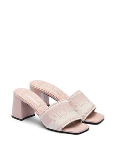 Designer Pink Shoes, Pink Designer Heels, Pink Designer Sandals, Pink Designer Shoes, Pink Designer Shoes Women, Shoes Farfetch, Prada Heels, Prada Pastel Heels, Luxury Designer Sandals With Logo Strap