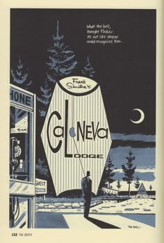 an advertisement for clnevo locat on the side of a building with a man standing in front of it