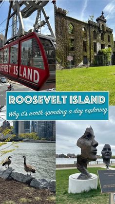a collage of photos with the words roosevelt island