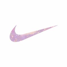 the nike logo is painted in pink and gold glitters on a white background,