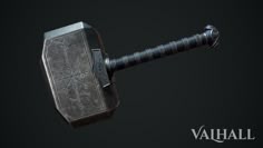 an old hammer with the word valhall on it's side and a cross in the middle