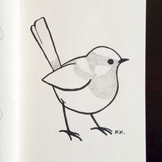 a drawing of a bird with a baseball bat in its beak