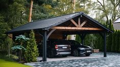 Double Carport with Bungalow-Style Chevron Roof